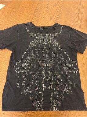 Theyskens' Theory Black Graphic Short Sleeve Tee